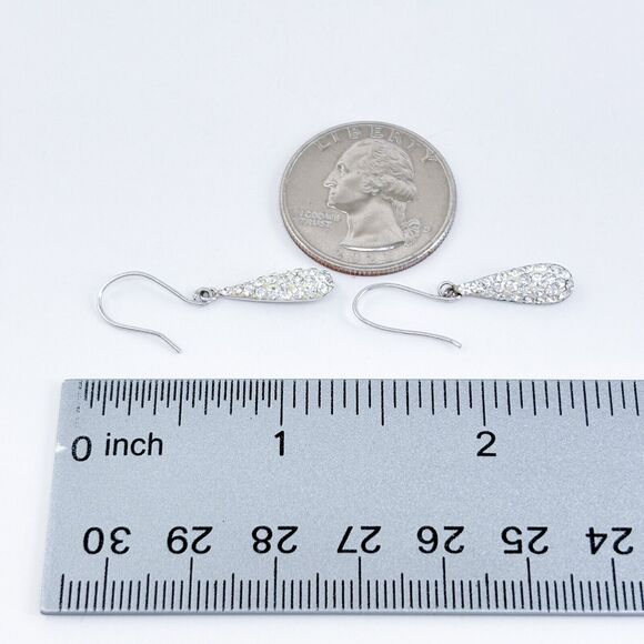 Vintage ATI Sterling Silver 925 Crystal Teardrop Dangle Earrings - Picture 6 of 6